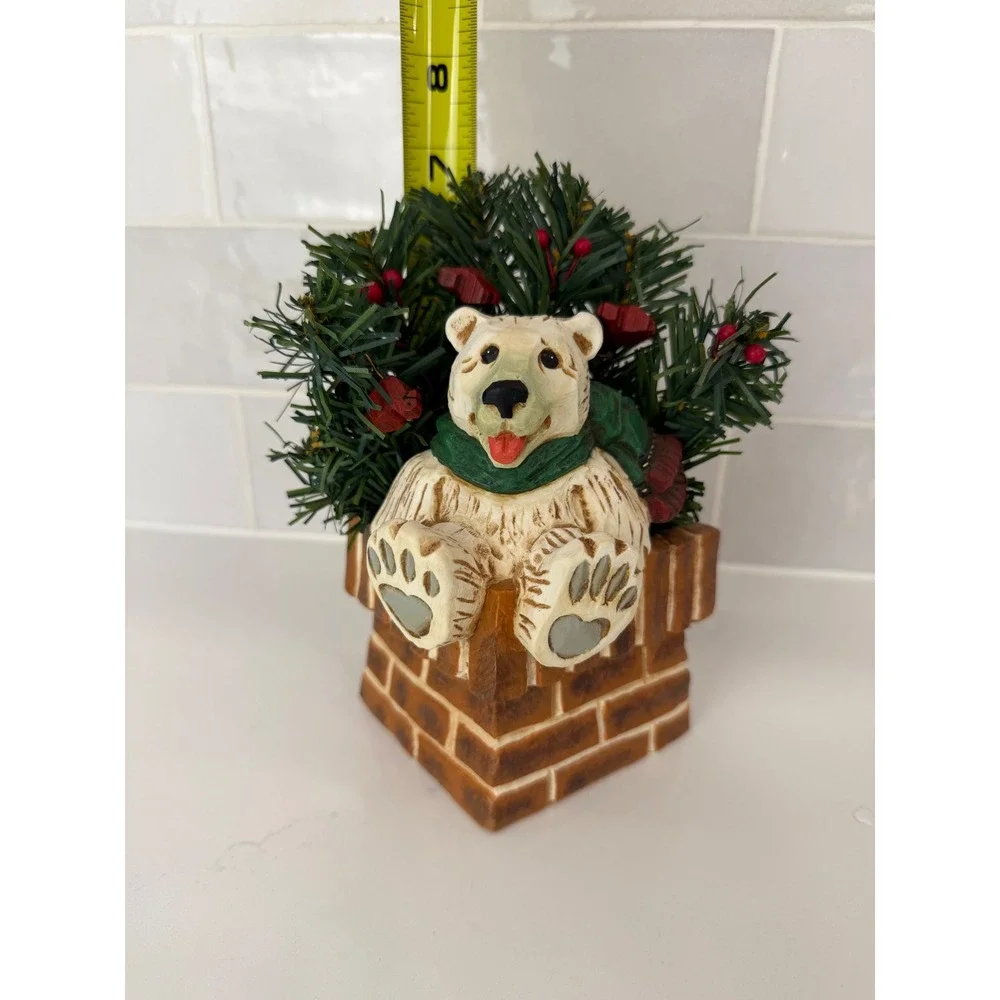 David Frykman Polar Bear Chimney Figurine 1998 White Christmas Decor DF1311